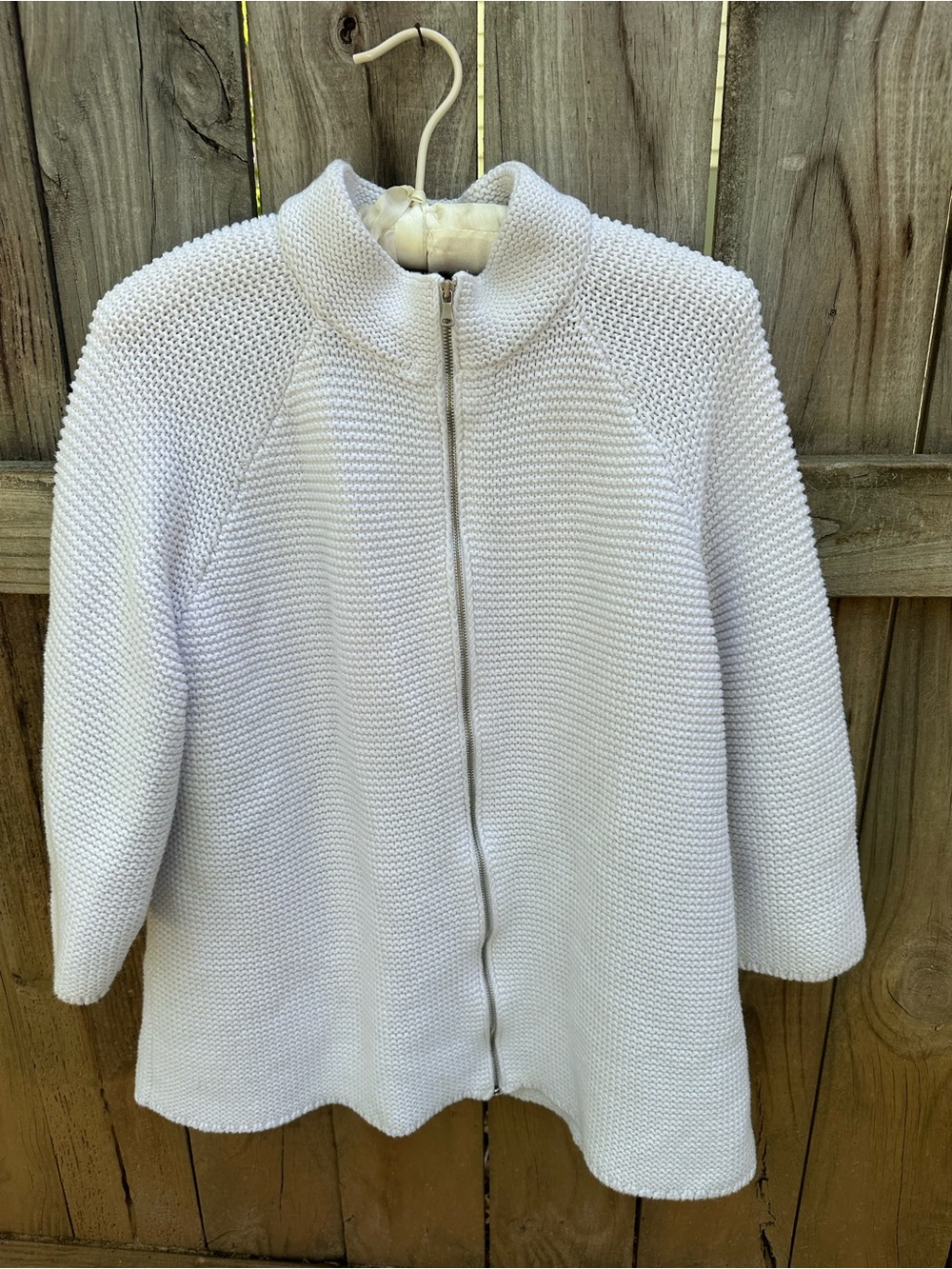 Talbots white cotton zipper cardigan